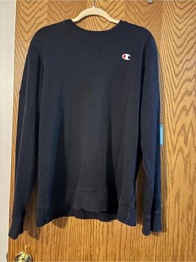 Champion Black Crewneck with Small Embroidered Logo